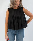 Charlene Black Pintuck Sleeveless Blouse