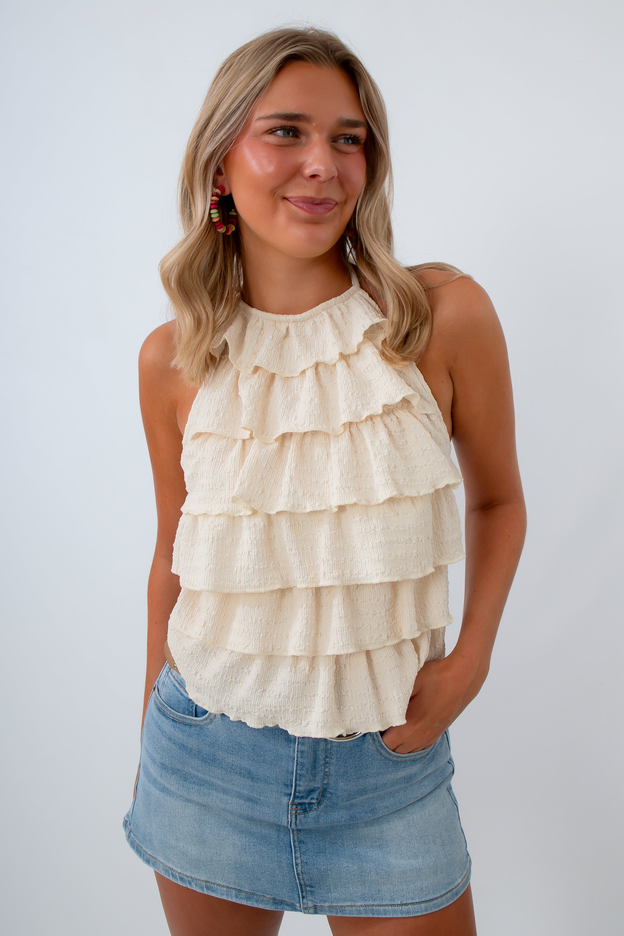 Lightweight ruffle summer top