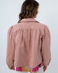 Fully lined blush jacket for weddings and workwear, lightweight jacket for fall, jacket with puff sleeves, pink jacket