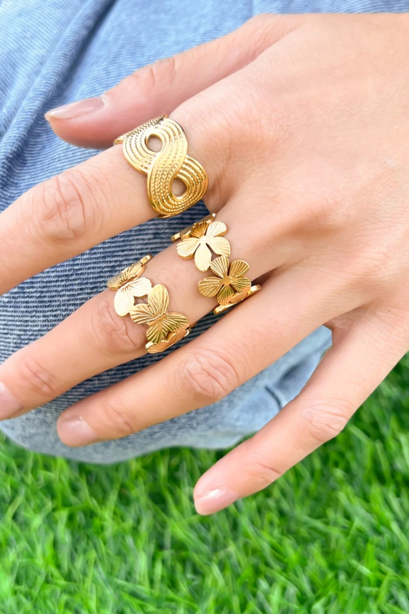 Daisy Chain Gold Plated Ring-Jewelry-OMG Blings-L. Mae Boutique & Wild Mabel Clothing