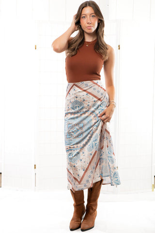 Darla Satin Scarf Print Maxi Skirt-Bottoms-BaeVely-L. Mae Boutique & Wild Mabel Clothing