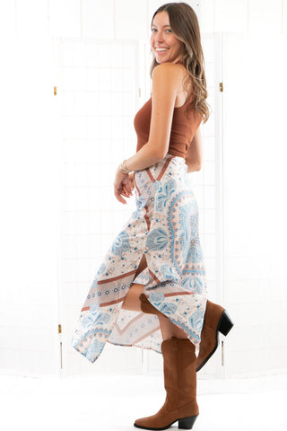 Darla Satin Scarf Print Maxi Skirt-Bottoms-BaeVely-L. Mae Boutique & Wild Mabel Clothing