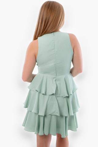 Darling Mint Ruffle Tiered Mini Dress-Dresses-TCEC-L. Mae Boutique & Wild Mabel Clothing