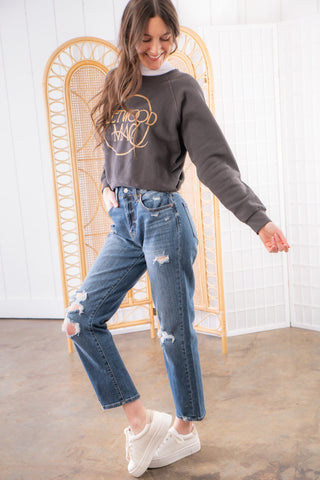 Daydreamer Fleetwood Mac Grey Circle Logo Crew Neck-Tops-Daydreamer-L. Mae Boutique & Wild Mabel Clothing