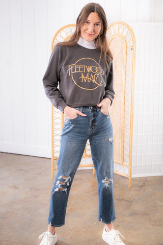 Daydreamer Fleetwood Mac Grey Circle Logo Crew Neck-Tops-Daydreamer-L. Mae Boutique & Wild Mabel Clothing