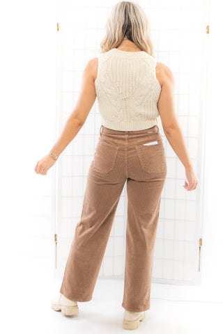 Daze Decaf Pleaser High Rise Wide Ankle Corduroy Pant-Bottoms-Daze Denim-L. Mae Boutique & Wild Mabel Clothing