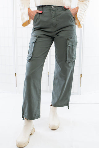 Daze Grass Cadet Cargo High Rise Cinch Hem-Bottoms-Daze Denim-L. Mae Boutique & Wild Mabel Clothing