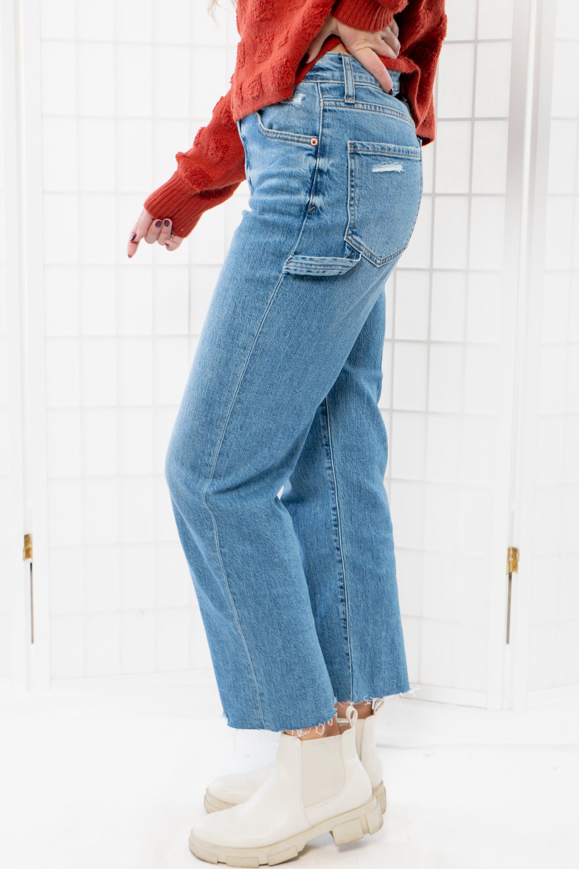 Daze Sundaze Utility Crop Straight Leg Jeans-Bottoms-Daze Denim-L. Mae Boutique & Wild Mabel Clothing