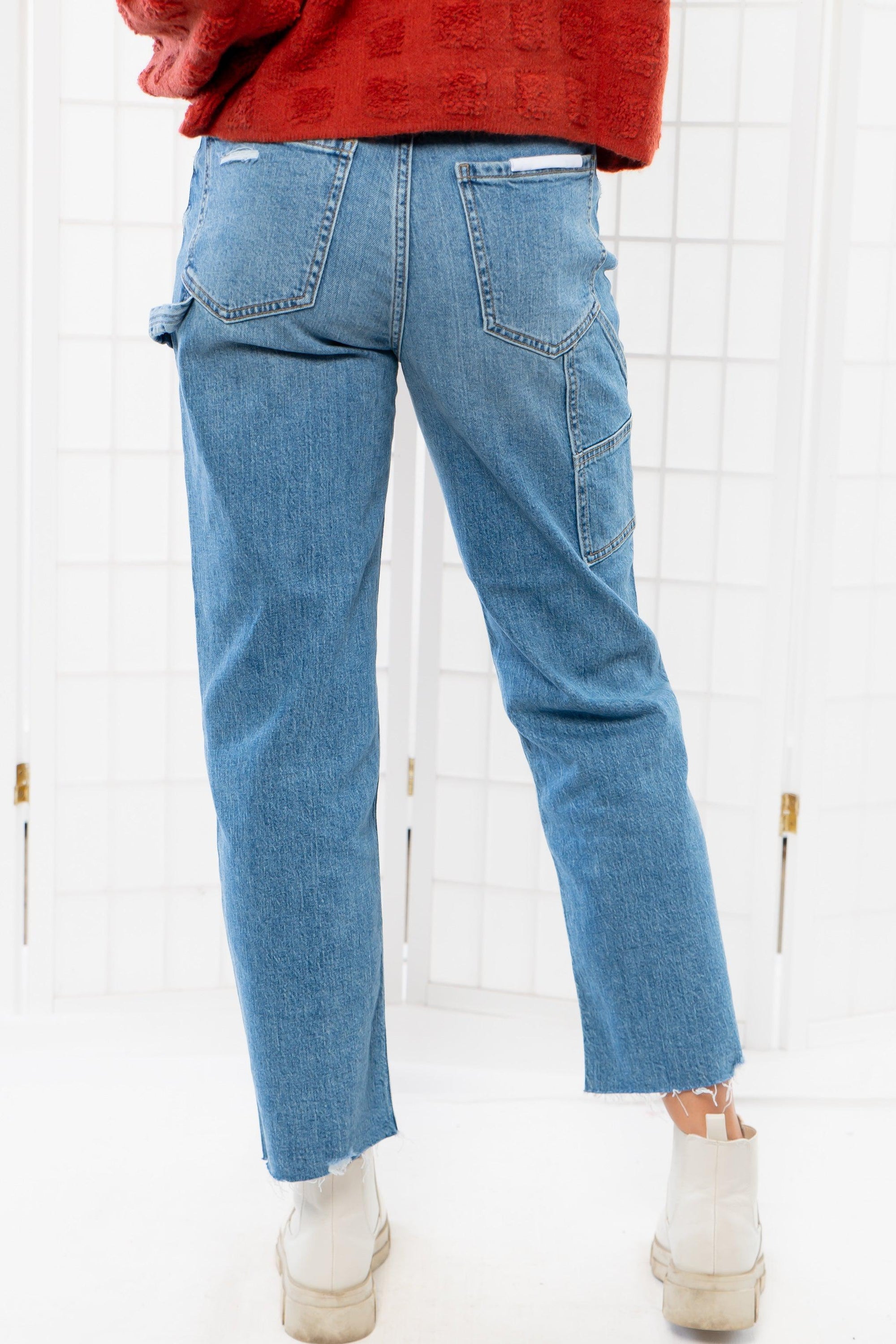 Daze Sundaze Utility Crop Straight Leg Jeans-Bottoms-Daze Denim-L. Mae Boutique &amp; Wild Mabel Clothing