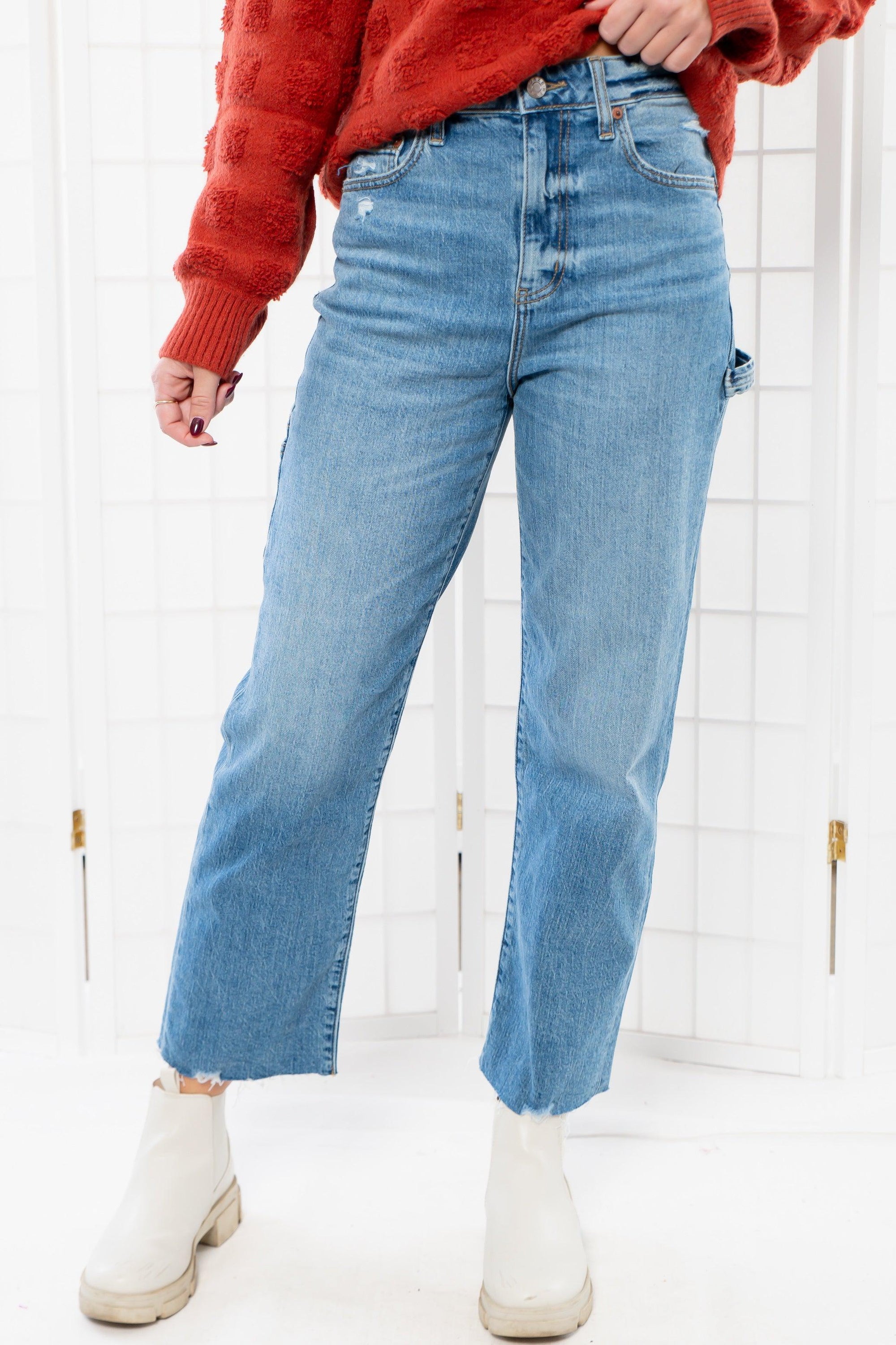 Daze Sundaze Utility Crop Straight Leg Jeans-Bottoms-Daze Denim-L. Mae Boutique &amp; Wild Mabel Clothing