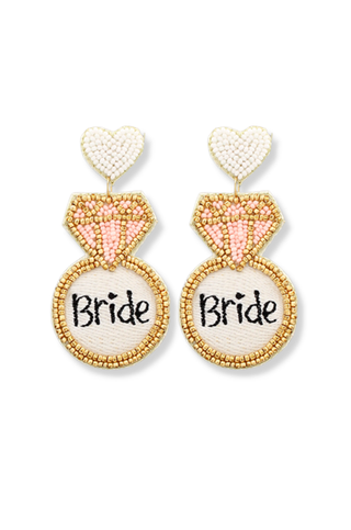 Diamond Ring Shaped Bride Earrings-Golden Stella-L. Mae Boutique