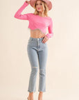 Dolly Days Studded Rhinestone Crop Flare Jeans - Pink & Black-Bottoms-Blue B-L. Mae Boutique & Wild Mabel Clothing