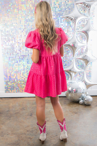 Dolly for President Pink Sparkle Babydoll Dress-MainStrip-L. Mae Boutique