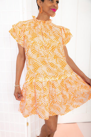 Dolores Orange Print Dress-Dresses-Pinch-L. Mae Boutique & Wild Mabel Clothing