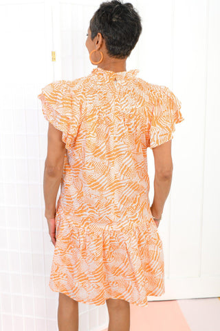 Dolores Orange Print Dress-Dresses-Pinch-L. Mae Boutique & Wild Mabel Clothing