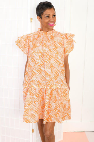 Dolores Orange Print Dress-Dresses-Pinch-L. Mae Boutique & Wild Mabel Clothing