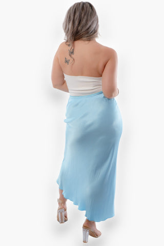 Dreaming Of You Turquoise Silky Slip Midi Skirt-Bottoms-Milio Milano-L. Mae Boutique & Wild Mabel Clothing