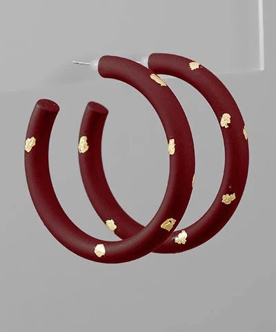 Burgundy &amp; Gold Painted Hoops