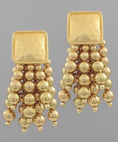 Gold Wooden Fringe Earrings