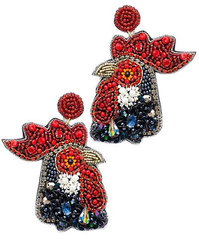 Cocky USC Beaded Gamecock Earrings