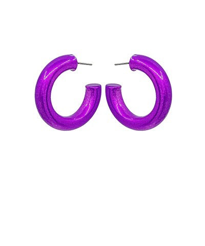 Go Team Purple Metallic Hoop Earrings