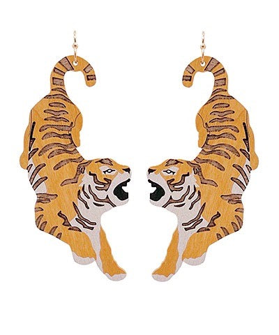 Tiger Touchdown Wooden Earrings
