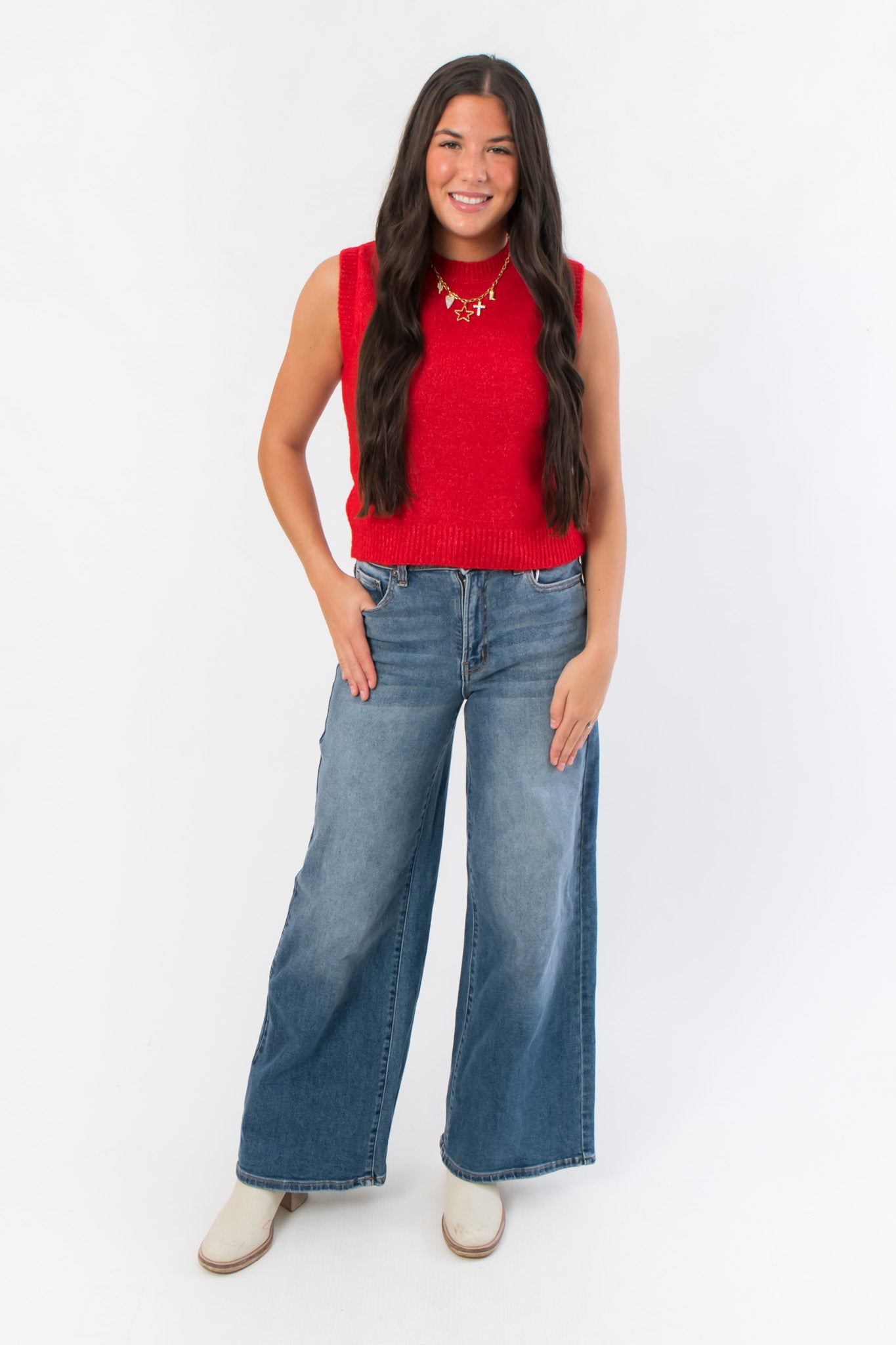 Shirley Temple Red Sleeveless Sweater