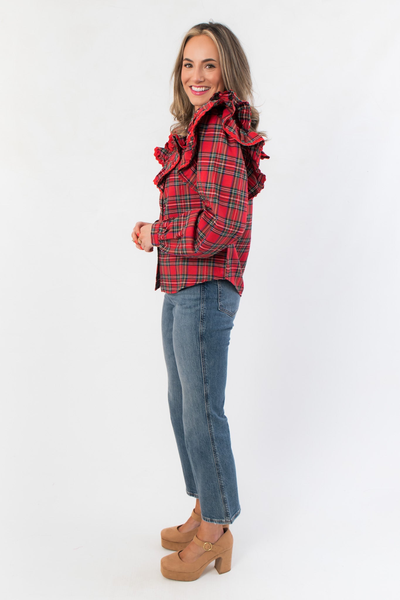 Woodland Red Tartan Collared Blouse