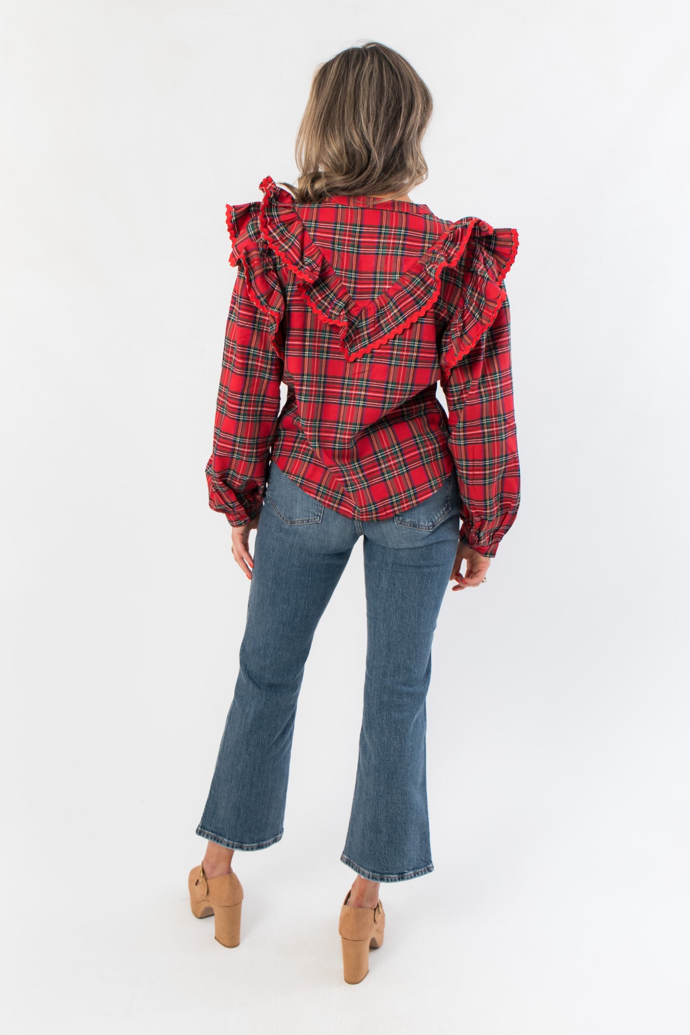 Woodland Red Tartan Collared Blouse