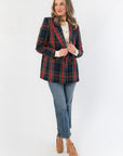 Crystal Pines Navy Plaid Tweed Blazer