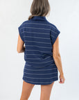 No Limits Navy Stripe Half Zip Top