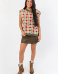 Holiday Spirit Green Plaid Sweater Vest