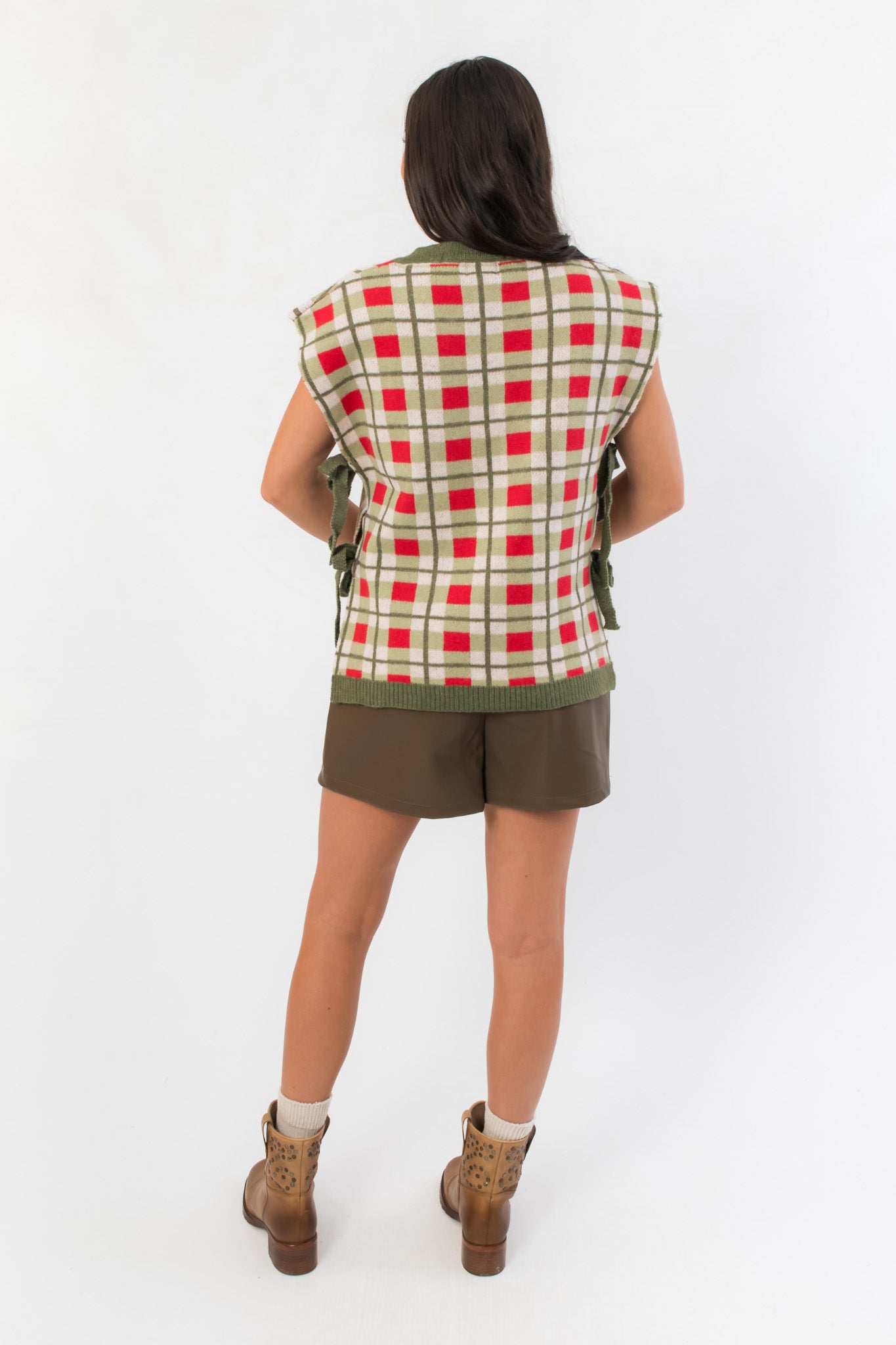 Holiday Spirit Green Plaid Sweater Vest