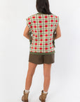 Holiday Spirit Green Plaid Sweater Vest