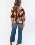 Along The Way Brown Floral Front Zip Top