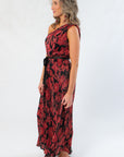 Love Affair One Shoulder Floral Red Midi Dress