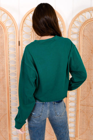 Easy Days Pine Green Cropped Sweatshirt-Hyfve-L. Mae Boutique