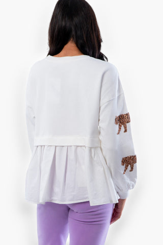 Easy Tiger Sequin Pleated Sweatshirt-Tops-Blue B-L. Mae Boutique & Wild Mabel Clothing