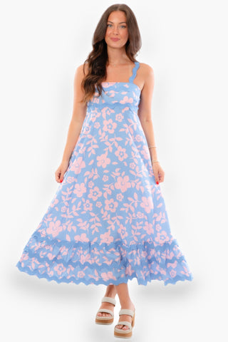 Easy on the Eyes Ric Rac Floral Maxi Dress-Dresses-Little Trendy-L. Mae Boutique & Wild Mabel Clothing