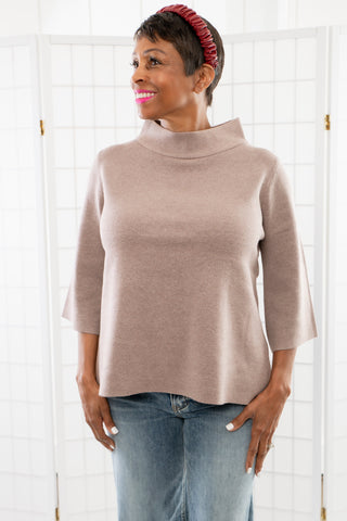 Easy to Love Mocha Mock Neck Bell Sleeve Sweater-Tops-Fate-L. Mae Boutique & Wild Mabel Clothing