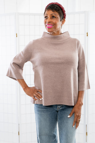 Easy to Love Mocha Mock Neck Bell Sleeve Sweater-Tops-Fate-L. Mae Boutique & Wild Mabel Clothing