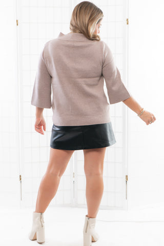 Easy to Love Mocha Mock Neck Bell Sleeve Sweater-Tops-Fate-L. Mae Boutique & Wild Mabel Clothing