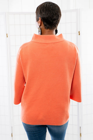 Easy to Love Orange Mock Neck Bell Sleeve Sweater-Fate-L. Mae Boutique