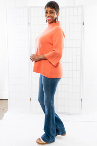 Easy to Love Orange Mock Neck Bell Sleeve Sweater-Tops-Fate-L. Mae Boutique & Wild Mabel Clothing