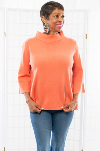 Easy to Love Orange Mock Neck Bell Sleeve Sweater-Tops-Fate-L. Mae Boutique & Wild Mabel Clothing