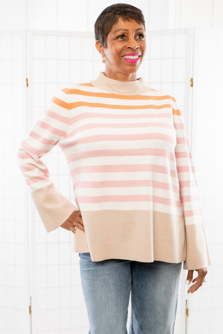 Easy to Love Taupe Brown Striped Sweater-Fate-L. Mae Boutique