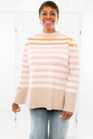 Easy to Love Taupe Brown Striped Sweater-Fate-L. Mae Boutique