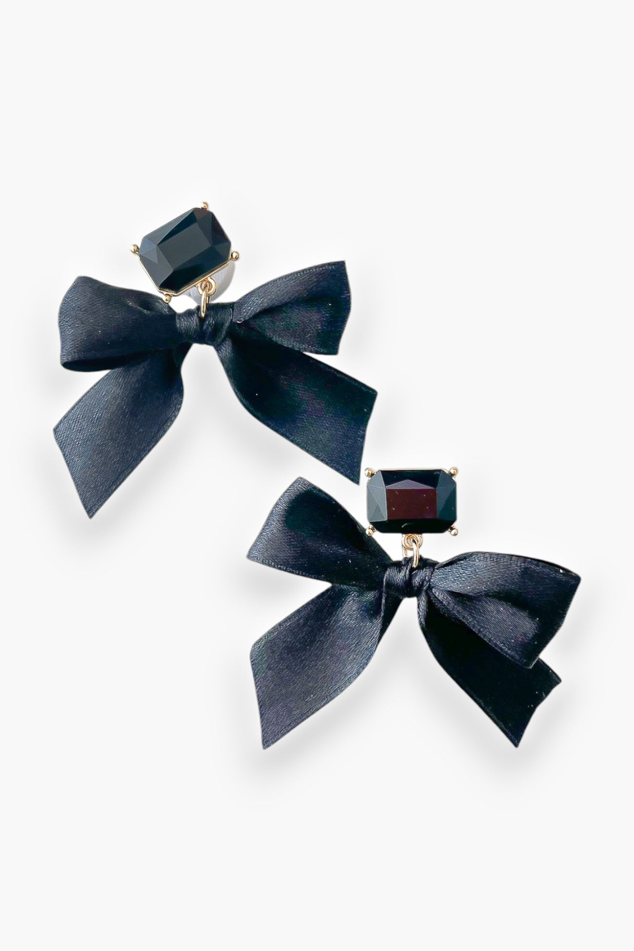 Elegant Black Satin Bow Earrings-Jewelry-Pannee-L. Mae Boutique & Wild Mabel Clothing