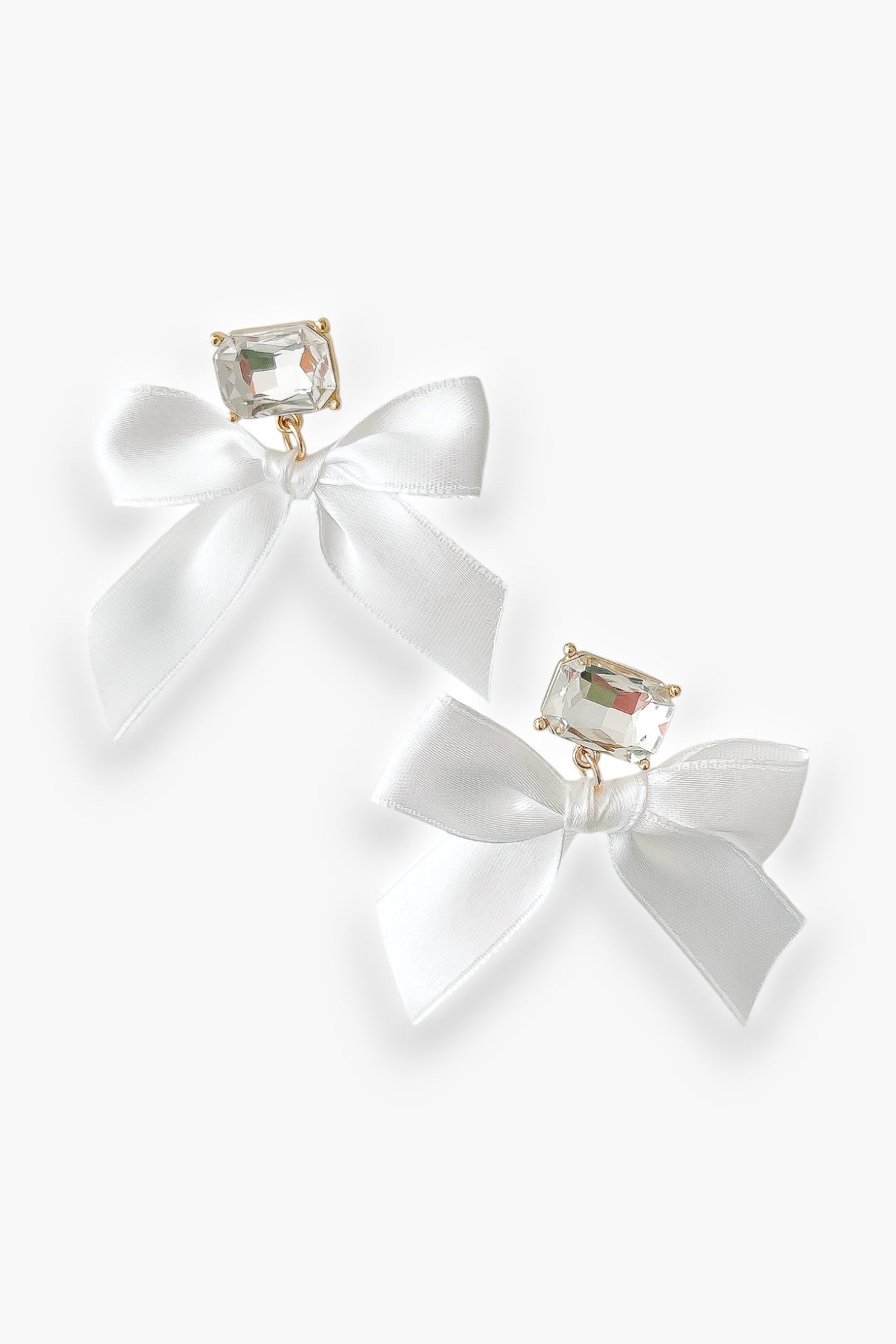 Elegant White Satin Bow Earrings-Jewelry-Pannee-L. Mae Boutique &amp; Wild Mabel Clothing