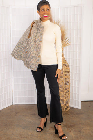 Elevated White Ribbed Mock Neck Sweater-Tops-Staccato-L. Mae Boutique & Wild Mabel Clothing